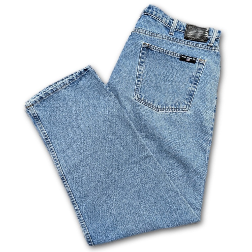 Ralph Lauren Polo Jeans Co. Mens 42x32 Blue 100% Cotton Relaxed Light Wash VTG